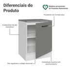 Balcão Madesa Agata 60 cm 1 Porta Branco/Cinza