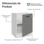 Balcão de Cozinha 60 cm 1 Porta (Sem Tampo) Branco/Cinza Agata Madesa