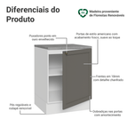 Balcão de Cozinha 60 cm 1 Porta Branco/Cinza Vik Madesa