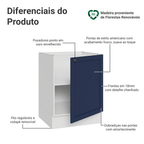 Balcão de Cozinha 60 cm 1 Porta (Sem Tampo) Branco/Azul Vik Madesa