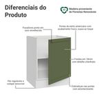 Balcão de Cozinha 60 cm 1 Porta (Sem Tampo) Branco/Verde Vik Madesa