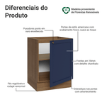 Balcão de Cozinha 60 cm 1 Porta (Sem Tampo) Rustic/Azul Vik Madesa