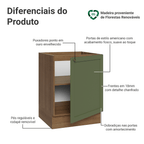 Balcão de Cozinha 60 cm 1 Porta (Sem Tampo) Rustic/Verde Vik Madesa