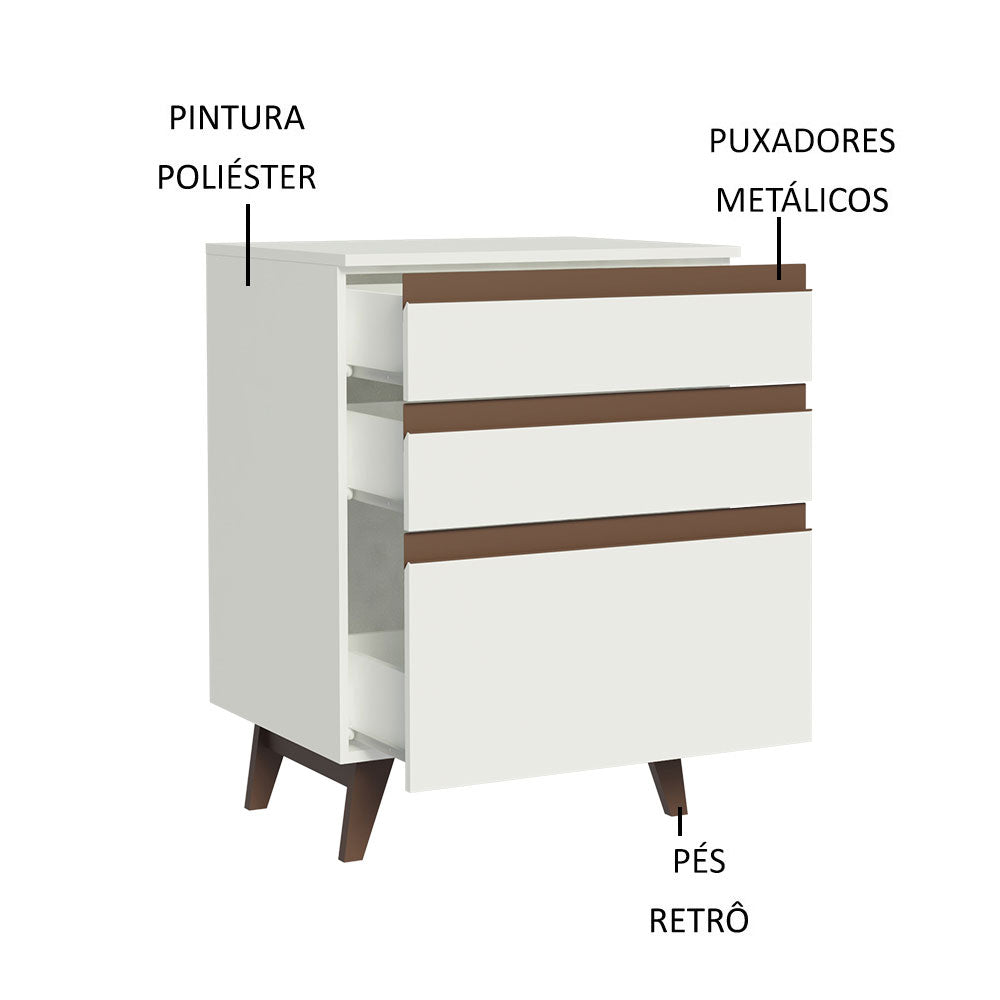 Balcão Madesa Reims 60 cm 3 Gavetas Branco