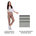 Balcão 60 cm 3 Gavetas Suspenso Cinza Nice Madesa