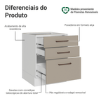 Balcão de Cozinha 60 cm 3 Gavetas (Sem Tampo) Branco/Crema Agata Madesa