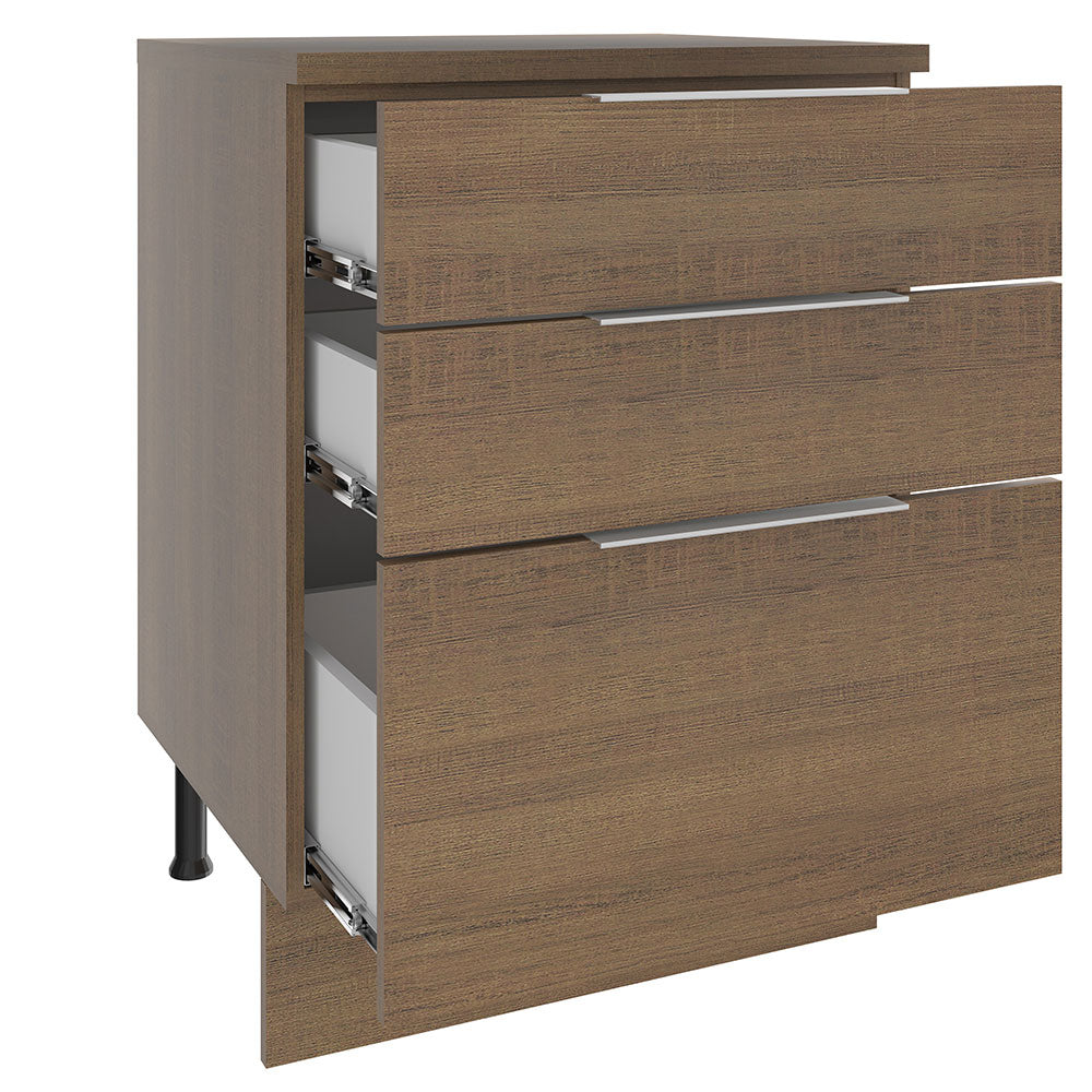 Balcão Madesa Stella 60 cm 3 Gavetas Rustic