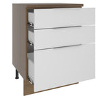Balcão Madesa Stella 60 cm 3 Gavetas Rustic/Branco