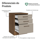 Balcão 60 cm 3 Gavetas Rustic/Crema Agata Madesa
