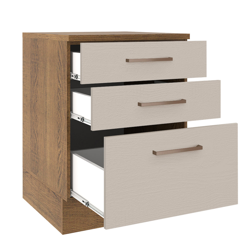 Balcão 60 cm 3 Gavetas Rustic/Crema Agata Madesa