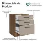 Balcão de Cozinha 60 cm 3 Gavetas (Sem Tampo) Rustic/Crema Agata Madesa