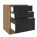 Balcão Madesa Agata 60 cm 3 Gavetas Rustic/Preto