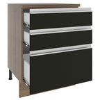 Balcão Madesa Glamy 60 cm 3 Gavetas Rustic/Preto