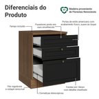 Balcão de Cozinha 60 cm 3 Gavetas Rustic/Preto Vik Madesa