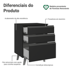 Balcão de Cozinha 60 cm 3 Gavetas Com Pés Preto Nice Madesa