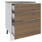 Balcão Madesa Stella 60 cm 3 Gavetas Branco/Rustic