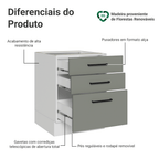 Balcão de Cozinha 60 cm 3 Gavetas (Sem Tampo) Branco/Cinza Agata Madesa