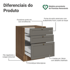 Balcão de Cozinha 60 cm 3 Gavetas (Sem Tampo) Rustic/Cinza Vik Madesa