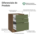 Balcão de Cozinha 60 cm 3 Gavetas (Sem Tampo) Rustic/Verde Vik Madesa