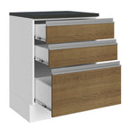 Balcão Madesa Acordes 100% MDF 60 cm 3 Gavetas Branco/Rustic