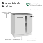 Balcão de Cozinha Madesa Agata 70 cm 2 Portas Branco