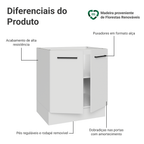 Balcão de Cozinha 70 cm 2 Portas (Sem Tampo) Branco Agata Madesa