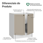 Balcão de Cozinha 70 cm 2 Portas (Sem Tampo) Branco/Crema Vik Madesa
