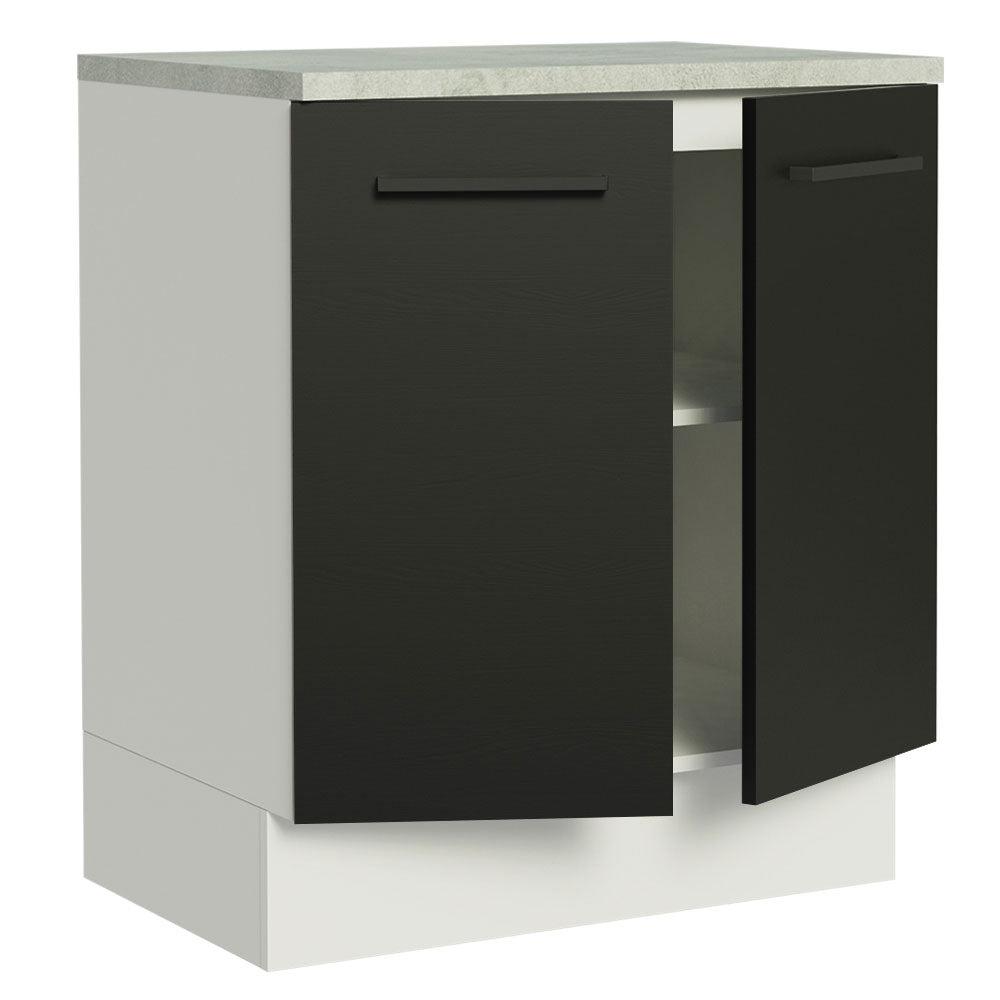 Balcão de Cozinha Madesa Agata 70 cm 2 Portas Branco/Preto