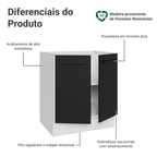 Balcão de Cozinha 70 cm 2 Portas (Sem Tampo) Branco/Preto Agata Madesa