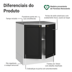 Balcão de Cozinha 70 cm 2 Portas Branco/Preto Vik Madesa