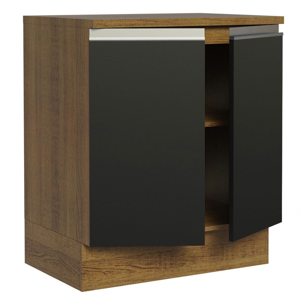 Balcão de Cozinha Madesa Glamy 70 cm 2 Portas Rustic/Preto
