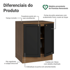 Balcão de Cozinha 70 cm 2 Portas Rustic/Preto Vik Madesa