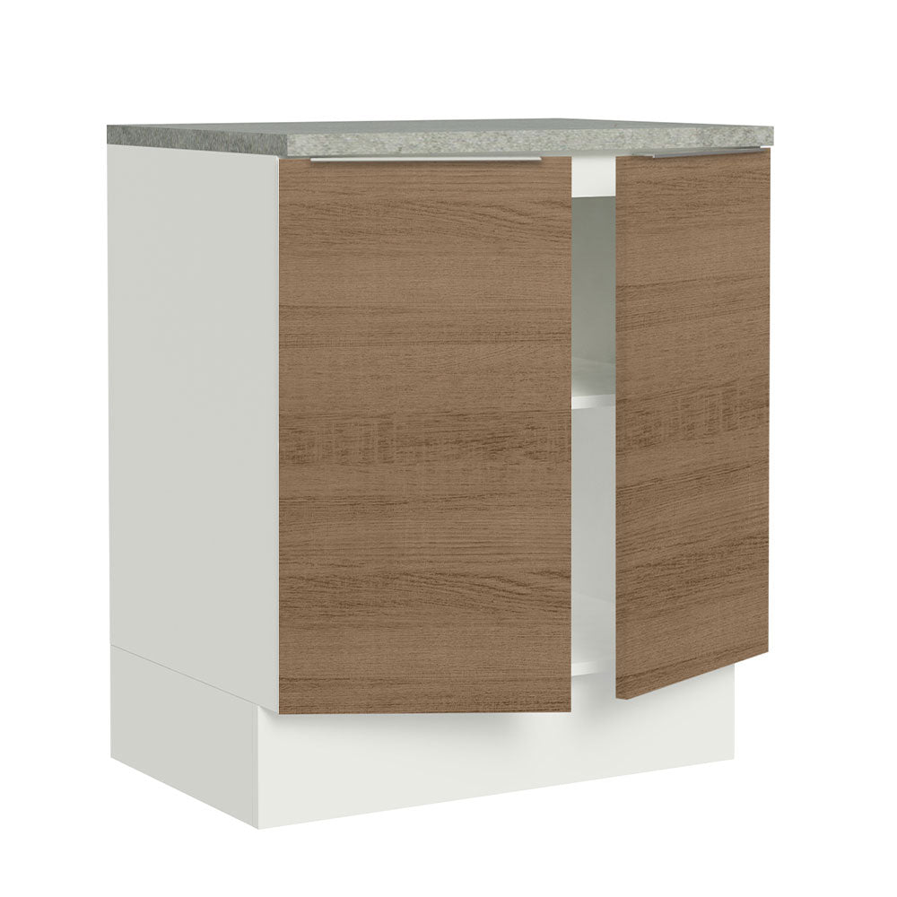 Balcão de Cozinha Madesa Stella 70 cm 2 Portas Branco/Rustic