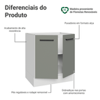 Balcão de Cozinha 70 cm 2 Portas (Sem Tampo) Branco/Cinza Agata Madesa