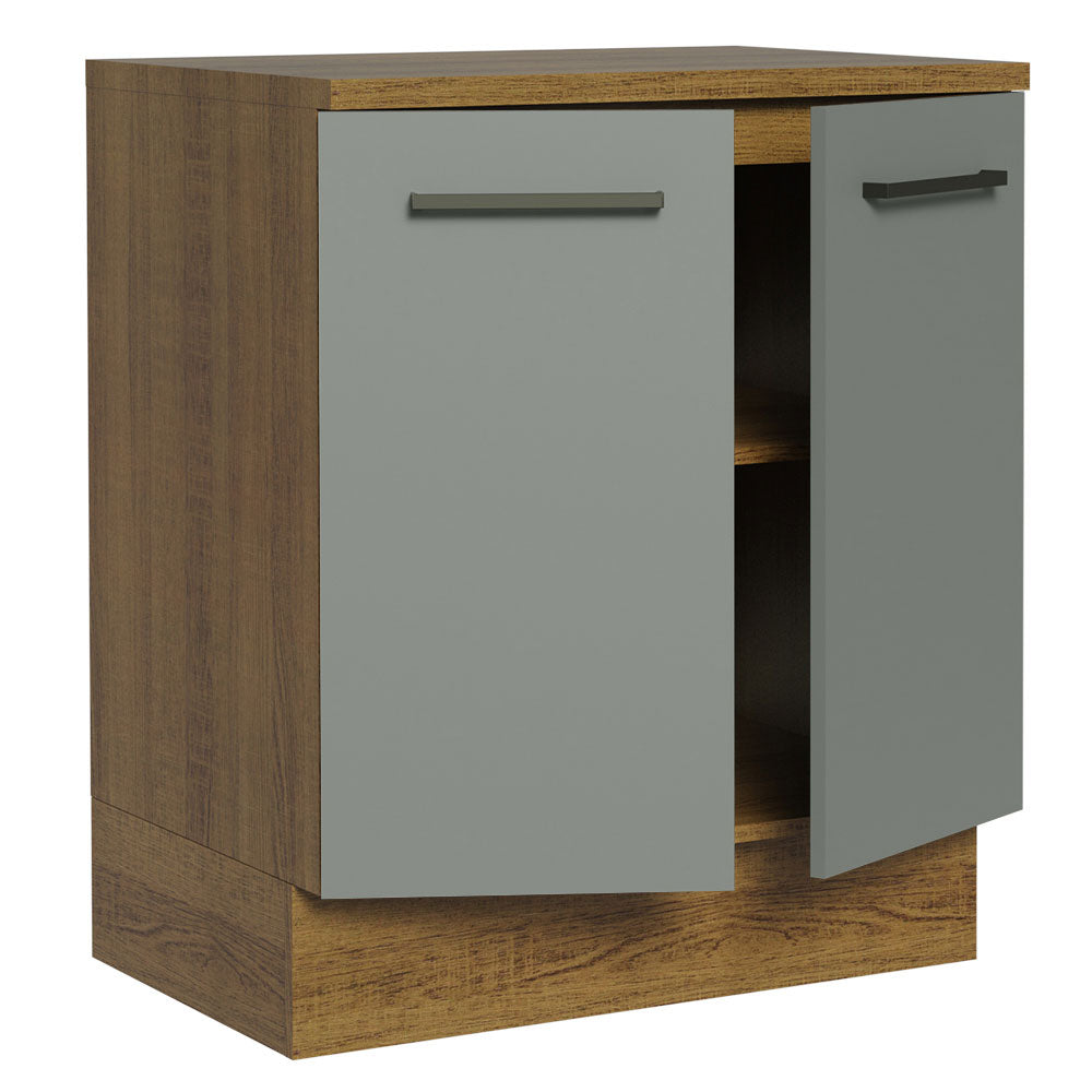 Balcão de Cozinha Madesa Agata 70 cm 2 Portas Rustic/Cinza
