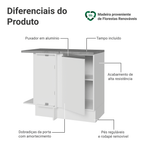 Balcão de Canto Madesa Glamy 1 Porta Branco