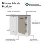 Balcão de Canto 1 Porta Branco/Crema Agata Madesa