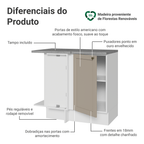 Balcão de Canto 1 Porta Branco/Crema Vik Madesa
