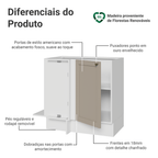 Balcão de Canto 1 Porta (Sem Tampo) Branco/Crema Vik Madesa