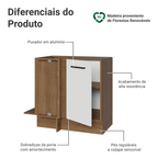 Balcão de Canto 1 Porta (Sem Tampo) Rustic/Preto Agata Madesa