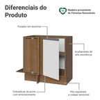 Balcão de Canto 1 Porta (Sem Tampo) Rustic/Branco Glamy Madesa