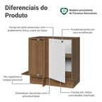 Balcão de Canto 1 Porta (Sem Tampo) Rustic/Branco Vik Madesa
