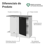 Balcão de Canto Madesa Agata 1 Porta Branco/Preto