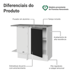 Balcão de Canto Madesa Glamy 1 Porta Branco/Preto