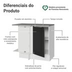 Balcão de Canto 1 Porta Branco/Preto Lux Madesa