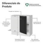Balcão de Canto 1 Porta (Sem Tampo) Branco/Preto Lux Madesa