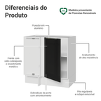 Balcão de Canto 1 Porta (Sem Tampo) Branco/Preto Lux Madesa