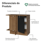 Balcão de Canto Madesa Agata 1 Porta Rustic/Preto