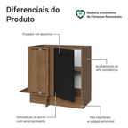 Balcão de Canto 1 Porta (Sem Tampo) Rustic/Preto Agata Madesa
