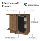 Balcão de Canto Madesa Glamy 1 Porta Rustic/Preto